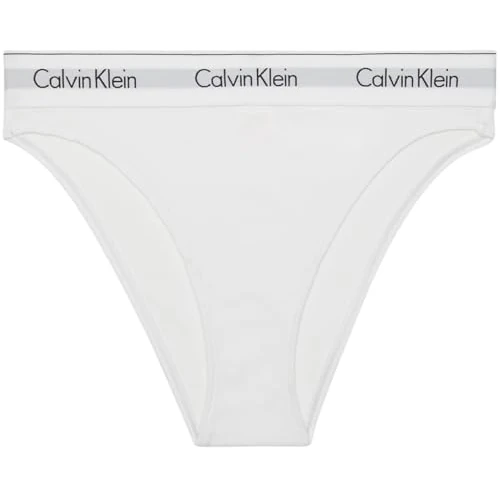 Calvin Klein Women’s High Leg Briefs with Logo Waistband, White (White), S