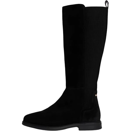 Tijdelijke aanbieding: Tommy Hilfiger Vrouwen Vlag Suede Lange Boot Fw0fw08779 Hoog, Zwart, 39 EU van 159.95 EUR naar 159.95 EUR (korting 0%)