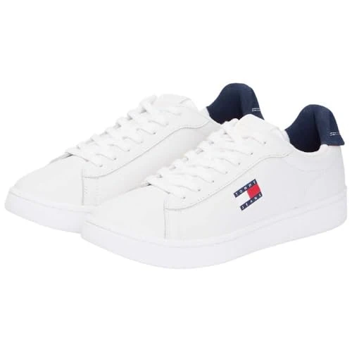 TOMMY JEANS Herren Cupsole Sneaker Archive '98 aus Leder, Mehrfarbig (RWB), 41