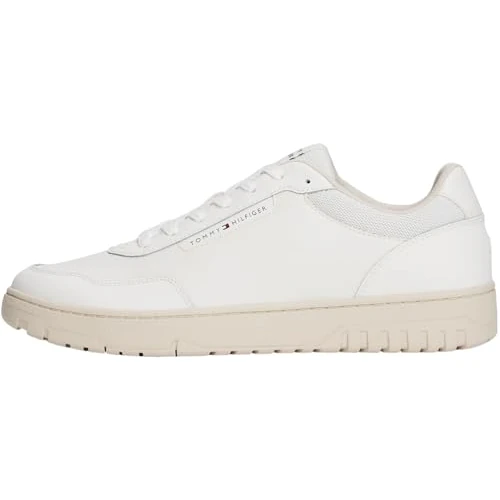 Tommy Hilfiger Men’s Basket Core Low Top Cupsole Trainers, White (Ecru), 5.5