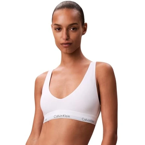 Offerta a tempo: Calvin Klein Donna Bralette Unlined Triangle Spalline Regolabili, Bianco (White), L - 51% da 34.90 € a 17.00 €