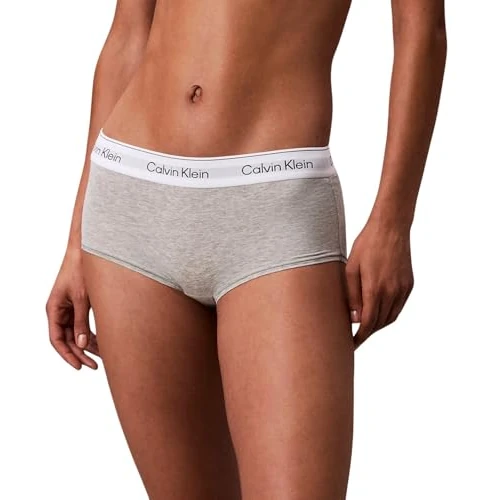 Zeitlich begrenztes Angebot: Calvin Klein Damen Hipster Boyshort mit Logobund, Grau (Grey Heather), L von 27.90 € auf 20.95 € (25% Rabatt)