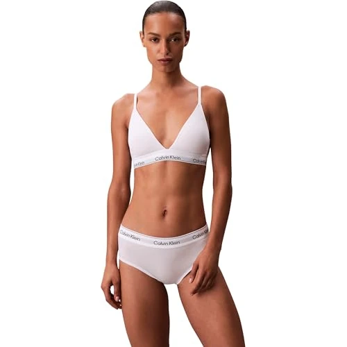 Offerta a tempo: Calvin Klein Donna Reggiseno a Triangolo Lightly Lined con Fascia con Logo, Bianco (White), XL - 54% da 42.90 € a 19.54 €