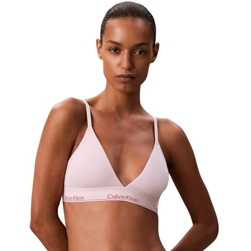 Calvin Klein Women’s Lightly Lined Triangle Bra with Logo Band, Pink (Potpourri), XXS
