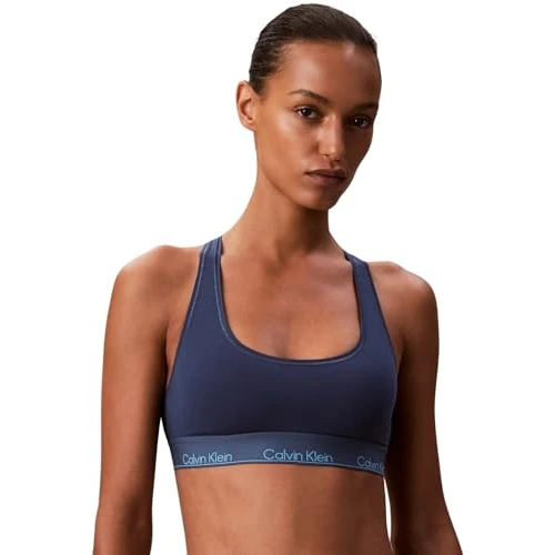 Zeitlich begrenztes Angebot: Calvin Klein Damen Bralette Unlined mit Logobund, Blau (Dark Denim), XXS von 34.90 € auf 13.28 € (62% Rabatt)