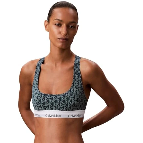 Oferta limitada: Calvin Klein Sujetador Bralette Mujer Unlined con Logotipo en la Cintura, Verde (Bijou Modern Emblem Outline+Stratif), XS de 34.90 € a 18.89 € (ahorro 46%)
