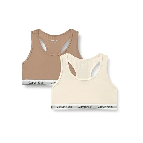 Offre limitée : Calvin Klein Jeans Filles 2PK Bralette G80G800742 Brassière Marron (Whitecapgray/Woodsmoke), 8-10 Ans, Marron (Blanc/fumé de Bois), 8-10 Ans de 24.34 € à 24.34 € (0.00% de remise)