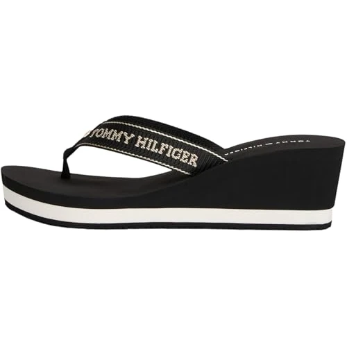 Oferta limitada: Tommy Hilfiger Chanclas Mujer Summer Sandal con cuña, Negro (Black), 38 de 54.90 EUR a 27.20 EUR (ahorro 50%)