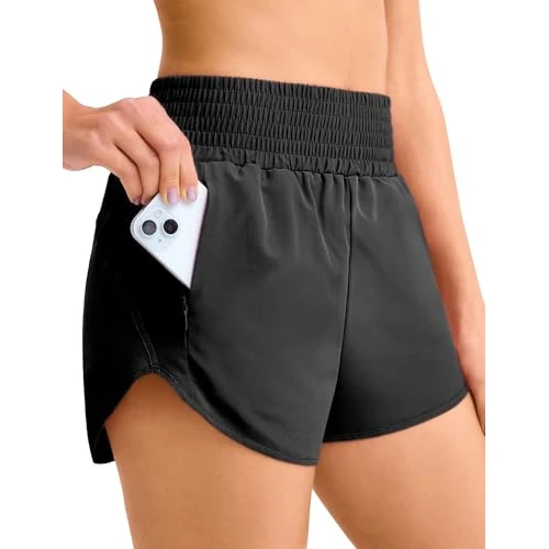 Offerta a tempo: Yogaration Pantaloncini Palestra Donna, Shorts Running con Tasche Zip, Pantaloncini Donna Sportivi Leggeri Traspiranti con Fodera Interna, Vita Alta per Fitness Corsa Allenamento - 25% da 19.99 € a 14.99 €