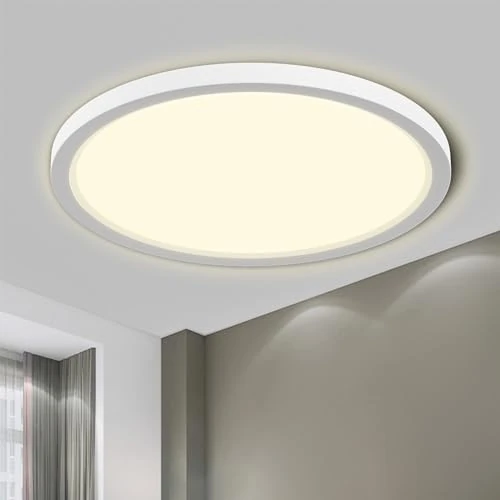 LQWELL® Ceiling Light LED Ceiling Lamp, 1.6CM Ultra-Thin Round Flat IP44 Waterproof Bathroom Lamp 18W 4000K 1700LM Modern for Living Room Bedroom Kitchen Balcony Basement Office, 220 * 16mm
