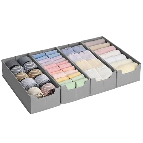 Tijdelijke aanbieding: SONGMICS Ondergoedorganizer Set van 4, Lade-organizer voor IKEA HEMNES en MALM Dressoirs, Zonder Verdelers, Opvouwbare Garderobekastorganizer, 40 x 16 x 10 cm voor Sokken, Duifgrijs RUS012G01 van 20.99 € naar 20.99 € (0.00% korting)