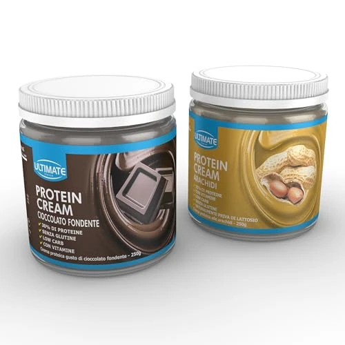 Offerta a tempo: 2 protein cream gusti misti (1 cioccolato fondente + 1 arachidi) - Senza Glutine - Low Carb - 2x250 g - 0% da 22.00 € a 22.00 €