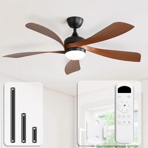 Sofucor 132cm Ventilatore da Soffitto con Luce LED, Dimmerabile 3CCT, Telecomando, 6 Velocità, Timer, Silenzioso Lampada Ventilatore da Soffitto per Soggiorno, Cucina, Camera da Letto