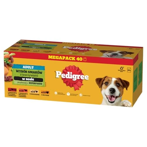 Pedigree DOGCARE - Cibo per cani, sacchetto per porzioni Chunks in salsa per adulti, 40 x 100 g
