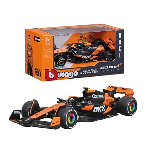 Offre limitée : Bburago - McLaren MCL38 Lando Norris #4 2024 - Maquette réaliste de Voiture à l'échelle 1:43, pilotée par Lando Norris, Licence Officielle McLaren, âge recommandé : 3 Ans et Plus de 14.99 € à 13.59 € (9% de remise)