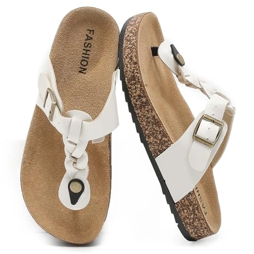 Offre limitée : Tongs Femme, Sandales D'été Unisexes Semelle Liège, Sandales La Maison de 18.99 € à 18.04 € (5% de remise)
