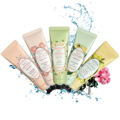 LOPHE Crema per le Mani, 30gx5 Crema Mani Set Regalo Natale, Crema Mani per L'inverno, Non Unge, Lozione Extra Idratanti per le Mani Secche Screpolature Piede