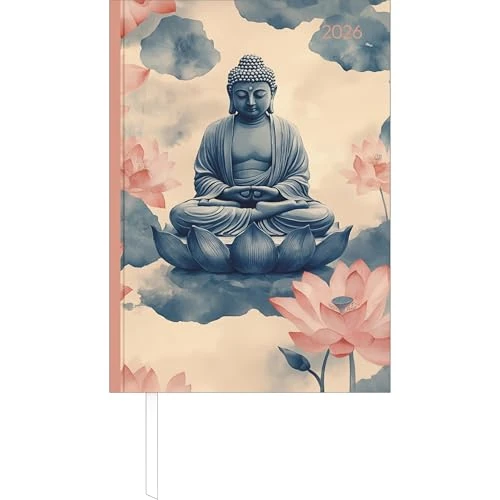 Alpha Edition - Calendario a libro Style Zen A5 2026 – Timer da ufficio e da ufficio A5 (circa 15 × 21 cm) 1 giorno/pagina con robusta copertina rigida, suddivisione del tempo e molte informazioni