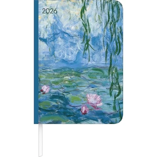 Alpha Edition - Lady Journal Monet 2026 - Agenda tascabile A6 (11 × 15 cm) con panoramica mensile e area appunti, elegante agenda per gli amanti dell'arte, scuola e lavoro