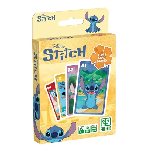 Begrenztes Angebot: Shuffle - Disney Stitch 4-in-1 - Kartenspiele für Kinder (Mau Mau, Quartett, Memo & Schnipp Schnapp) von 7.39 EUR auf 4.31 EUR (Rabatt 41%)