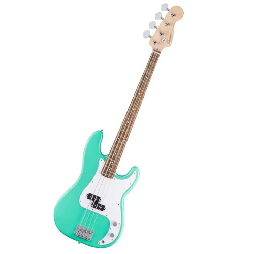 Squier by Fender Debut Collection Precision Bass, Tastiera in Laurel, Battipenna Bianco, Seafoam Green