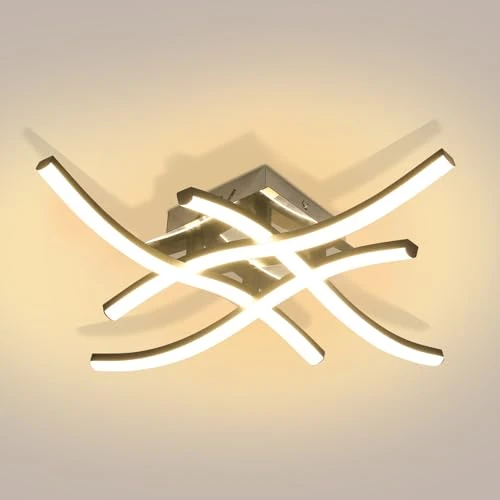 Comely LED Plafondlamp, Zwart 24W 2700LM Golven LED Plafondlamp Modern, Kroonluchter voor Slaapkamer Hal Keuken Woonkamer, Warm White 3000K