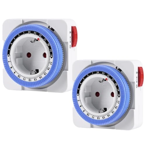 Zeitlich begrenztes Angebot: Adiwo Mechanische Zeitschaltuhr, 2 Stück Analoge Zeitschaltuhr für Innenbereich, 15 min Schaltintervall 24h Format, IP20, max. 16A/3680W, für Weihnachtsdeko, Automatisches Schließen aktivieren von 10.99 € auf 10.99 € (0.00% Ra