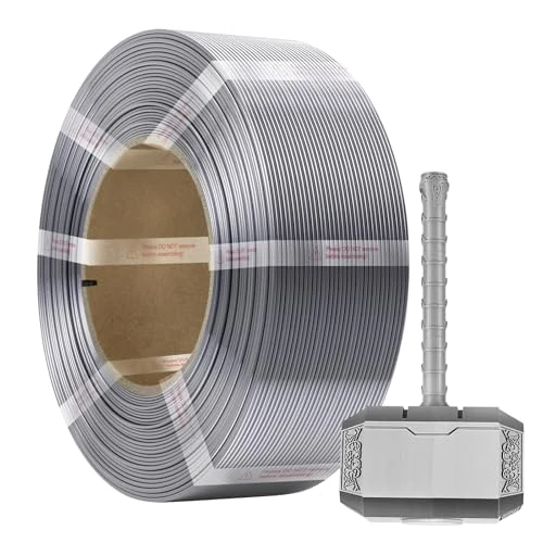 Tijdelijke aanbieding: Standaard PLA Refilament 1,75 mm, 1 kg 3D-printernavulling voor herbruikbare spoelen (2,2 lbs), dimensionale nauwkeurigheid +/- 0,02 mm, geschikt voor de meeste FDM-printers (zilver, 1000 g van 20.99 EUR naar 13.49 EUR (korting 36%)