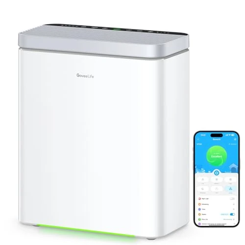 Offerta a tempo: Purificatore d'aria intelligente GoveeLife per stanze grandi, copre fino a 318 m², monitor PM2.5, purificatore d'aria con filtro 3 in 1 con app e controllo Alexa per peli di animali, odori - 38% da 159.99 € a 99.27 €