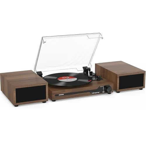 Tijdelijke aanbieding: Udreamer Draaitafel met 2 dubbele stereo-luidsprekers, vintage platenspeler Bluetooth 5.3 ondersteunt 3 snelheden, AUX-in, RCA-lijn, USB, draadloos afspelen, koffie van 134.99 € naar 134.99 € (0.00% korting)