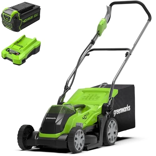 Greenworks G40LM35 40V Cordless Lawnmower, Lithium-Ion Battery G40B5, Universal Charger G40C