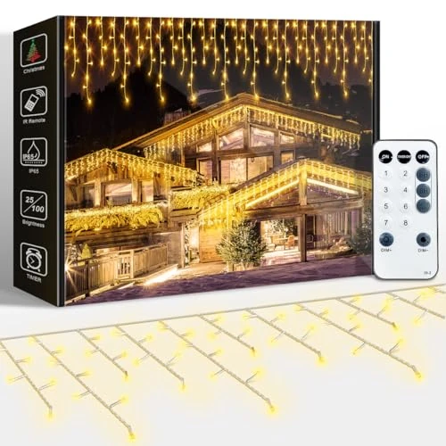 Oferta limitada: ARKOCHIC 10M Cortina Luces Navidad Exterior Balcon, 320LED Cascada Luzes Natal Exterior de IP65 Impermeable con 8 Modos Memoria, Blanco Cálido Decoración Navidad para Ventana, Interior, Puerta, Jardín de 24.99 EUR a 24.99 EUR (ahorro 0%)