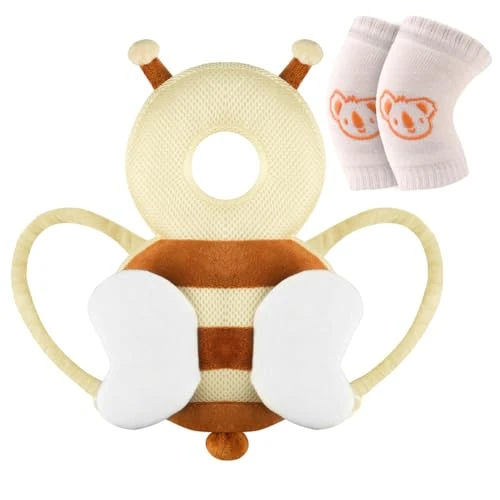 Offre limitée : Vicloon Coussin de Protection de la Tête pour Bébé, Coussin de sac à dos Réglable pour Tout-petit avec Genouillères, Harnais de Sécurité pour Bébé de 4 à 24 mois Marche Rampante-Abeille beige de 14.99 € à 13.49 € (10% de remise)