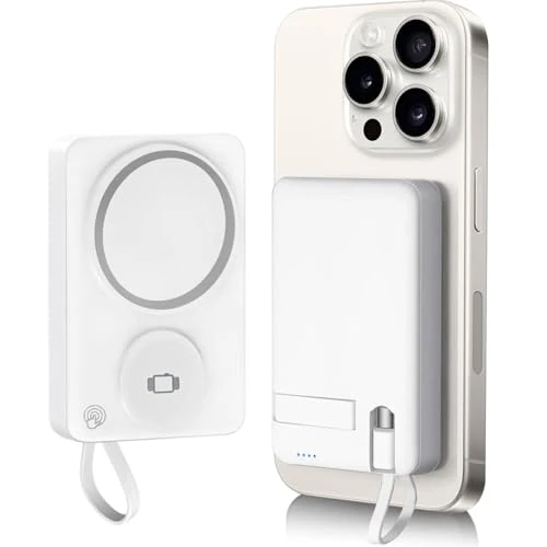 Magnetische Powerbank 10000 mAh, tragbares Ladegerät Wireless PD 22,5 W USB-C Eingang/Ausgang Schnellladung kompatibel mit iPhone/16/15/14/13/12