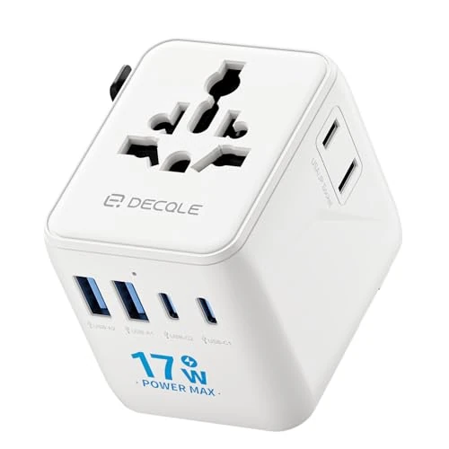 Offerta a tempo: decqle Adattatore Universale da Viaggio, Presa Universale da Viaggio con 2 USB-C e 2 USB-A e 2 AC, Adattatore da Viaggio Italia Inghilterra Germania America Australia e 224+ Paese(bianca) - 5% da 13.99 € a 13.29 €