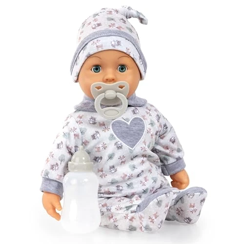 Beperkte aanbieding: Bayer Design 93824CP Interactieve babypop, pratend, zacht lichaam, fopspeen, fles, 38 cm van 34.37 EUR naar 34.37 EUR (besparing 0%)
