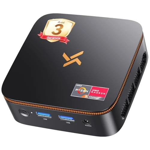 Offerta a tempo: Huidun 2026 H50 Mini PC Win 11 Pro, AMD Ryzen & Radeon Vega 6, 16GB RAM 512GB SSD, Doppio 4K@60Hz HDMI+DP, WiFi 5/BT 4.2, Mini Desktop Computer per Casa e Ufficio,Garanzia di 3 anni - 58% da 1200.00 € a 499.99 €