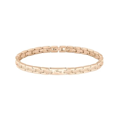 Lacoste Bracciale a Maglie da Donna Collezione METROPOLE in Oro Rosa con Petit Piqué Inciso - 2040467