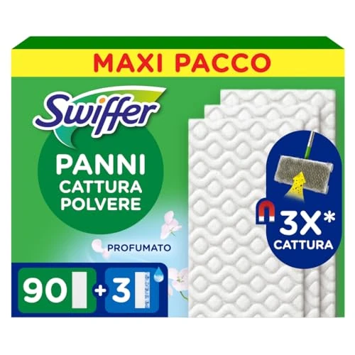 Beperkte aanbieding: Swiffer Stofdoeken, 90 stuks, microvezel, droog en 3 vloerwissers, ideaal voor alle soorten vloeren en dierenharen, maxi-formaat van 14.23 EUR naar 14.23 EUR (besparing 0%)