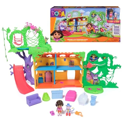 Limitiertes Angebot: Dora Regenwald Casita Spielset - mit 2 Figuren, 8 Accessoires, 2 Songs und Geräuscheffekten aus der beliebten TV-Serie, für fantasievolles Geschichtenerzählen, für Kinder ab 3 Jahren von 59.38 EUR auf 48.31 EUR (Spare 19%)