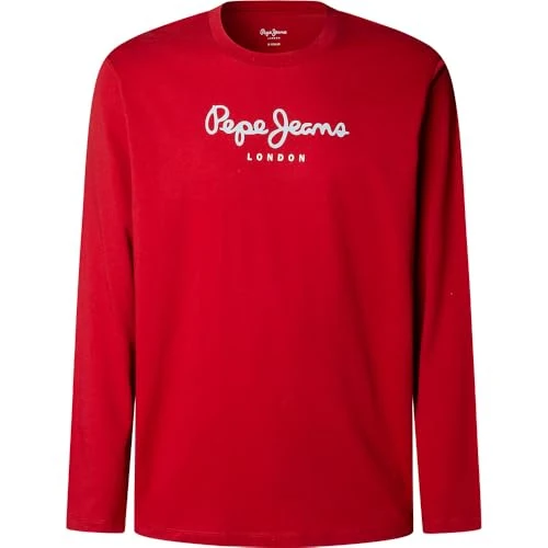Pepe Jeans Eggo Long N T-Shirt Homme Rouge (Rugby Red), XL, Rouge (Rugby Rouge), XL