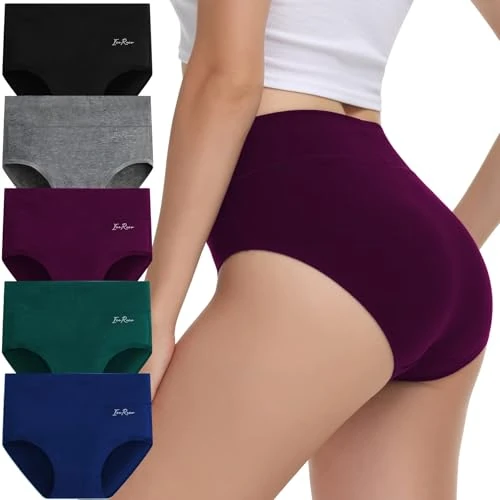 Offerta a tempo: IceReco Slip Donna Cotone Vita Alta Traspirante Pacco da 5 Mutande Donna Cotone Vita Alta Culotte Comode Mutandine Contenitive Elasticizzato Morbide Briefs Mutandine Nero Grigio Rosso Blu Verde XL - 62% da 38.99 € a 14.99 €