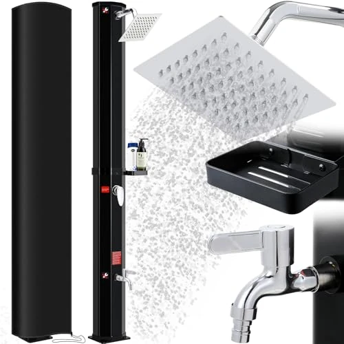 Offerta a tempo: Doccia Solare 35 L, Doccia Solare da Giardino, con Soffione, Rubinetto, Scatola di Sapone e Custodia Protettiva, Acqua Calda fino a 60 °C, Attacco per Tubo da Giardino, Doccia per Piscina e Campeggio - 0.00% da 129.99 € a 129.99 €