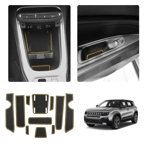 Offre limitée : LUWU Compatible avec Jeep Avenger 2023 2024 2025 Tapis Antidérapants Avenger 2025 Tapis de Protection Anti-poussière Caoutchouc Console Centrale Porte Gobelet Avenger EV Hybrid Accessoire (Jaune) de 29.00 € à 29.00 € (0.00% de remise)