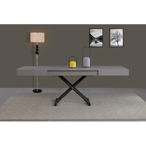 Offerta a tempo: VOLERO' ; Tavolo Trasformabile Salvaspazio, Modello Achille Large, Meccanismo Saliscendi con Regolazione Millimetrica dell'altezza (Grigio Cemento Chiaro) - 0.00% da 949.00 € a 949.00 €