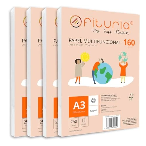 Offre limitee: Ramette de papier A3 160g avec 1000 feuilles blanches, papier multifonctionnel pour un usage scolaire et professionnel. Idéal pour imprimantes laser, à jet d’encre ou photocopieuses – Ofituria de 141.00 EUR a 141.00 EUR (economie 0%)