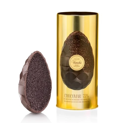 Offerta a tempo: Venchi - Uovo di Cioccolato Chocoviar 75%, Gusto Extra Fondente 75%, con Granella Extra Fondente, con Sorpresa, Senza Glutine, Vegano, 350 gr, Collezione Pasqua, Idea Regalo - 0% da 44.00 € a 44.00 €