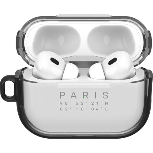 OtterBox Custodia Clear Series per AirPods PRO (PRO 2), soffice al Tatto, antishock, Graffi e Cadute, Ultra Sottile con moschettone, Paris