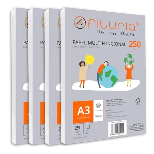 Limited offer: Pack of 1000 White A3 Sheets 250g Printer Paper Multifunctional Copier Paper for School and Office Ideal for Laser Printers, Inkjet Printers or Copiers - Ofituria from 178.04 EUR to 178.04 EUR (save 0%)