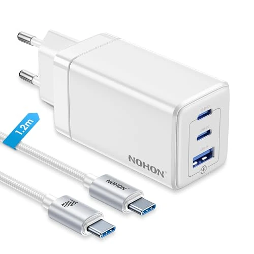 Tijdelijke aanbieding: NOHON USB C oplader 65 W voeding: 3-poorts PD snellader met PPS, mobiele telefoon Fast USB-C oplader met 140 W type-C 1,2 m oplaadkabel, compatibel met iPhone 16 15 14 13 12, iPad Pro/Air, Galaxy van 19.99 EUR naar 19.99 EUR (korting 0%)